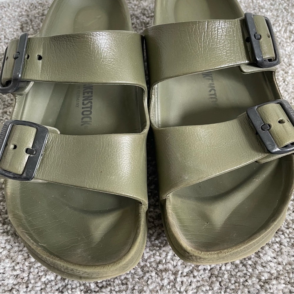 Birkenstock Arizona EVA Sandal Women’s 7 Khaki Green Slides Mens 9 Comfort Shoes - Picture 3 of 11